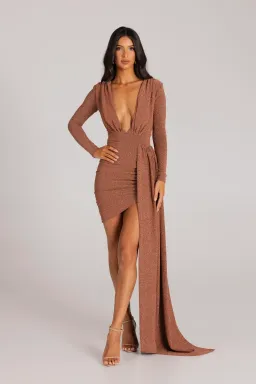 Mariya Bronze Gold Foil Dress for rent on The Volte - image 1