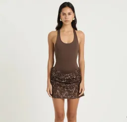 Benni Ariel Mini Dress In Cocoa Size 8 for rent on The Volte - image 2