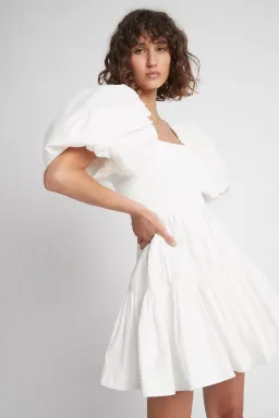 Aje Casa Puff Sleeve Mini Dress in Ivory Size AU 6 / XS for rent on The Volte - image 2