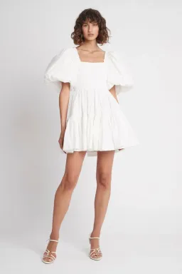 Aje Casa Puff Sleeve Mini Dress in Ivory Size AU 6 / XS for rent on The Volte - image 5