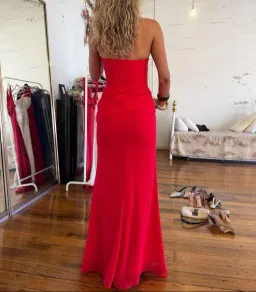 Vera Wang Strapless Bridesmaid Chiffon Dress Red size 8 for rent on The Volte - image 3