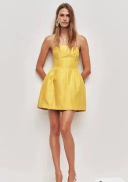 Aje Baret Strapless Mini Dress in Chartreuse Sz 8 for rent on The Volte - image 1