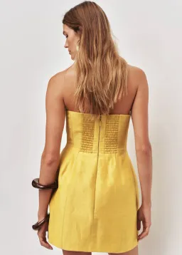 Aje Baret Strapless Mini Dress in Chartreuse Sz 8 for rent on The Volte - image 2