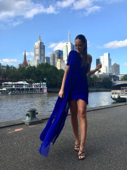 Thurley Crest One Shoulder Dress Royal Blue size 6 for rent on The Volte - image 1