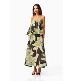 Elliatt Elysia Tiered Gown Black and Green Floral Size L AU 12 for rent on The Volte - image 2