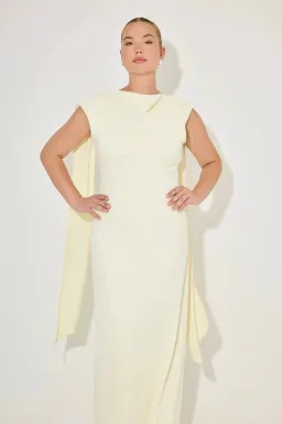 Odd Muse Drape Maxi Dress, Buttercream, Size M/AU10 for rent on The Volte - image 3