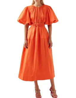 Aje Cosette Midi Dress, Orange, Size 8 for rent on The Volte - image 1