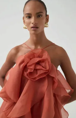 Aje Pandorea Layered Maxi Dress Coral Clay Size 10 for rent on The Volte - image 2