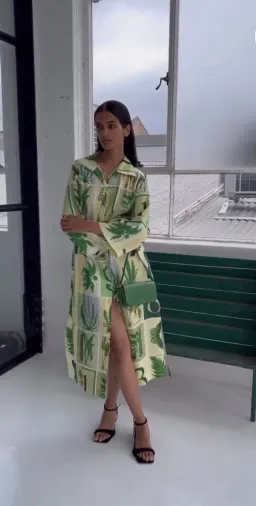 Oroton Fern Garden 100% Silk Shirt Column Dress Size 10 fit 12 NWT for rent on The Volte - image 2