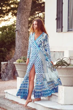 Camilla Salvador Cross Front Silk Maxi Dress Size S AU& UK 8  for rent on The Volte - image 1