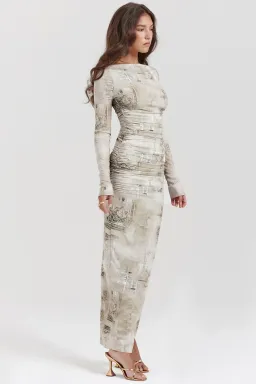 House of CB Lanetta Sage Print Maxi Dress Size AU 6 / XS for rent on The Volte - image 3