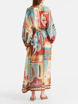 Alemais Michelle Dress Size 16 Printed Ramie Long Sleeve Midi for rent on The Volte - image 2