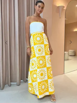 By Nicola Wavy Strapless Maxi Dress in Large Sol Size 6 for rent on The Volte - image 1