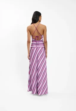 WITH HARPER LU | HALTER MAXI DRESS | VIOLET STRIPE | SIZE M/10 for rent on The Volte - image 2