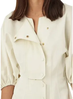 OROTON SCULPTURED SLEEVE MIDI DRESS IN EGG SHELL CREAM  SIZE 12 for rent on The Volte - image 3