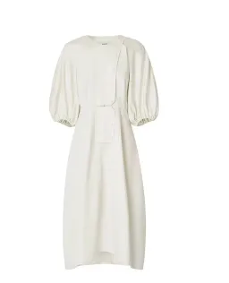 OROTON SCULPTURED SLEEVE MIDI DRESS IN EGG SHELL CREAM  SIZE 12 for rent on The Volte - image 5