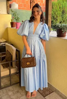 Aje Fallingwater Gathered Midi Dress size 8 Blue for rent on The Volte - image 2