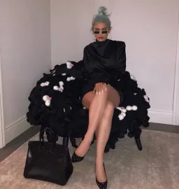 House Of CB Satin Draped Ruched Black Mini Dress M Medium 10 for rent on The Volte - image 3