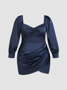 Ruched Navy Mini Dress Size 22 for rent on The Volte - image 1