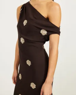 Lover - Emilia Sequin Flower Maxi Dress Chocolate Brown size 6 for rent on The Volte - image 2