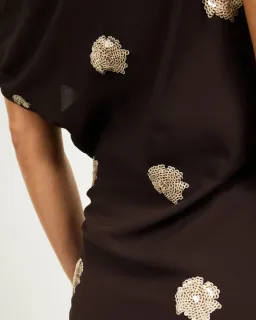 Lover - Emilia Sequin Flower Maxi Dress Chocolate Brown size 6 for rent on The Volte - image 3