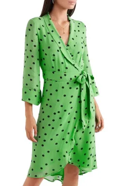 Ganni Polka Dot Wrap Dress size 40 for rent on The Volte - image 1