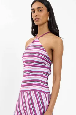 With Harper Lu Halter Maxi Dress in Violet Stripe Size 8 for rent on The Volte - image 2