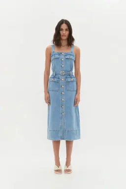 AJE HOLLAND DENIM MIDI DRESS (Size 14) for rent on The Volte - image 1