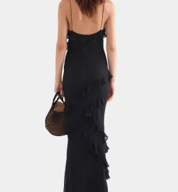 Venroy Silk Ruffle Slip Dress - Black XS / AU 6 for rent on The Volte - image 3