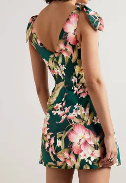 Zimmermann Lexi pleated floral-print linen mini dress Emerald Size 2 for rent on The Volte - image 2