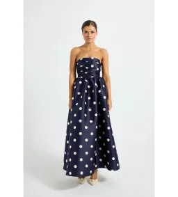 Pasduchas Dottie Strapless Midi Dress in Navy Size AU10 for rent on The Volte - image 1