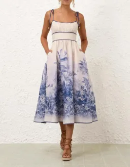 Zimmermann Wylie Picnic Dress in Blue Palm Size 1/AU 10 for rent on The Volte - image 1