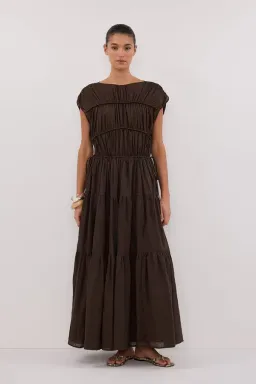 Dissh FLYNN BITTER CHOC LINEN BLEND MIDI DRESS - 10 for rent on The Volte - image 1