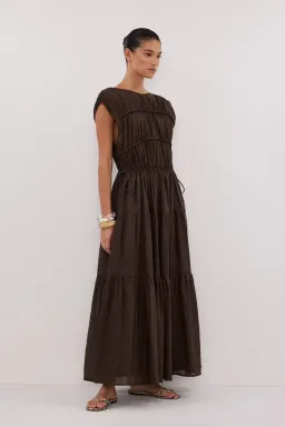 Dissh FLYNN BITTER CHOC LINEN BLEND MIDI DRESS - 10 for rent on The Volte - image 3