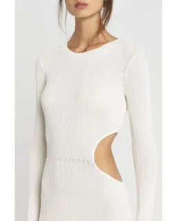 Sir The Label Marcelle Long Sleeve Knit Dress Midi White Size AU 6 for rent on The Volte - image 2
