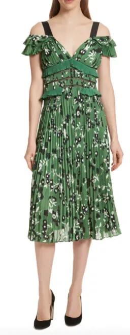 Self-Portrait Green Floral Midi Dress / AU 8 for rent on The Volte - image 2