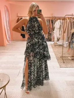 AJE Sienna Maxi Halter Dress Gown Gala Black Spot SZ 10 for rent on The Volte - image 3