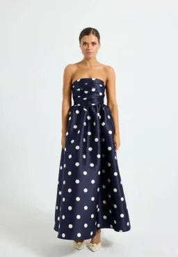 Pasduchas Dottie Midi Dress Navy/Cream Size 8 for rent on The Volte - image 1