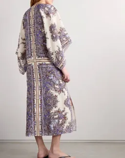 Zimmermann Ottie Paisley Linen Kaftan Purple Size 0 / Au 8 for rent on The Volte - image 3