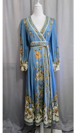 Zimmerman Chintz Wrap Midi Dress in Blue Daisy Floral 0 / 10 for rent on The Volte - image 12