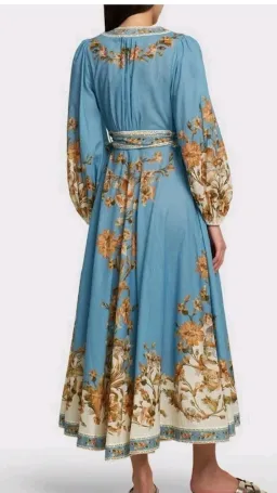 Zimmerman Chintz Wrap Midi Dress in Blue Daisy Floral 0 / 10 for rent on The Volte - image 8