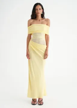 BENNI Nico Off Shoulder Maxi Dress Butter Size 12 for rent on The Volte - image 1