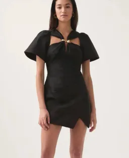 Aje presence twisted mini dress size 14 black for rent on The Volte - image 2