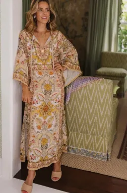 Zimmermann Laurel Floral Linen Kaftan Size 1 Fits to Size 12 AU for rent on The Volte - image 1