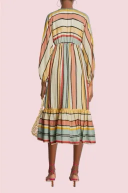 Zimmermann Cassia Striped Maxi Linen Dress Size 1 Fits to size 12 for rent on The Volte - image 4