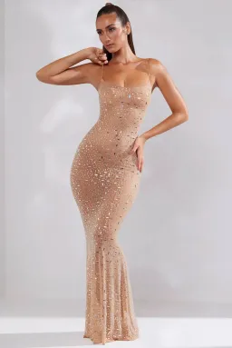 Oh Polly Antonella Sheer Embellished Maxi Dress Nude Size AU 12 / L  for rent on The Volte - image 5