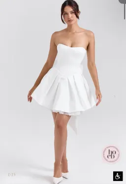 White satin bow mini dress for rent on The Volte - image 4