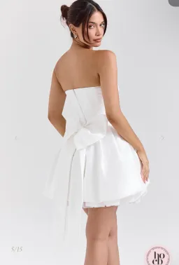 White satin bow mini dress for rent on The Volte - image 6