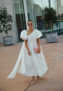 Aje Arista Tulip Puff Sleeve White Midi Size 6 for rent on The Volte - image 4