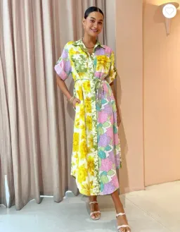 Alemais Elora Patchwork Shirtdress In Floral Multi Size 8 for rent on The Volte - image 1
